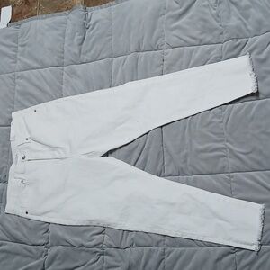 Nwt Loft The Skinny High Rise Regular Fit Frayed Ankle White Denim Jean Size 32